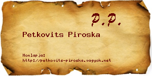 Petkovits Piroska névjegykártya
